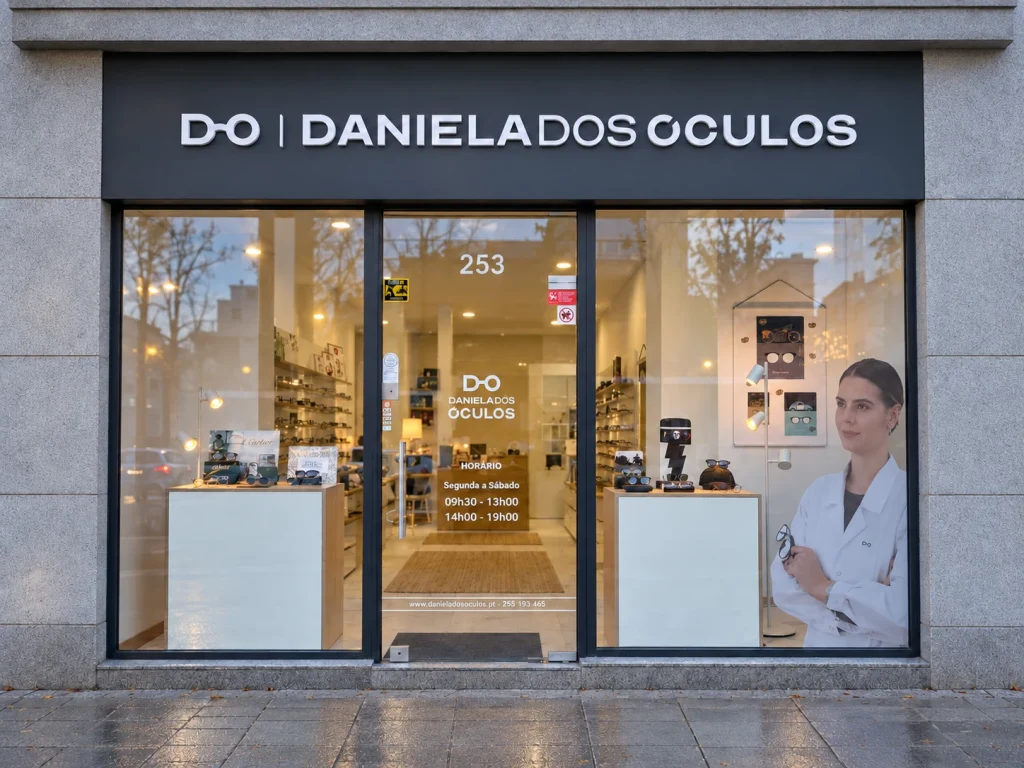 Daniela dos Óculos — Monobloco + decoração de montra + logótipo 3D interior